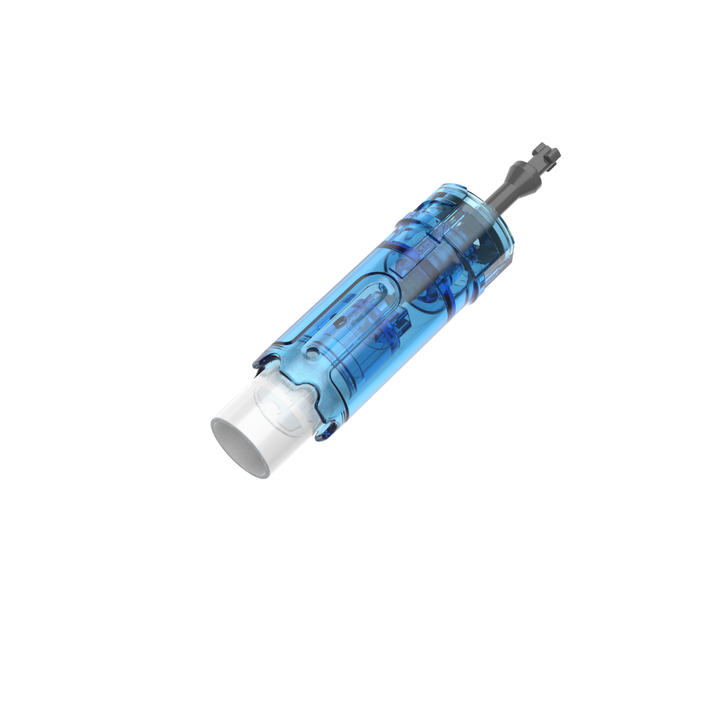 Dr. Pen M9 18-pin microneedling cartridge angled view with cap attached