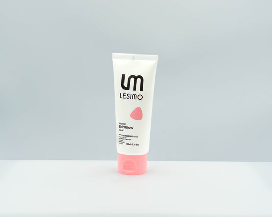 Tube of Lesimo skincare product on a gray background