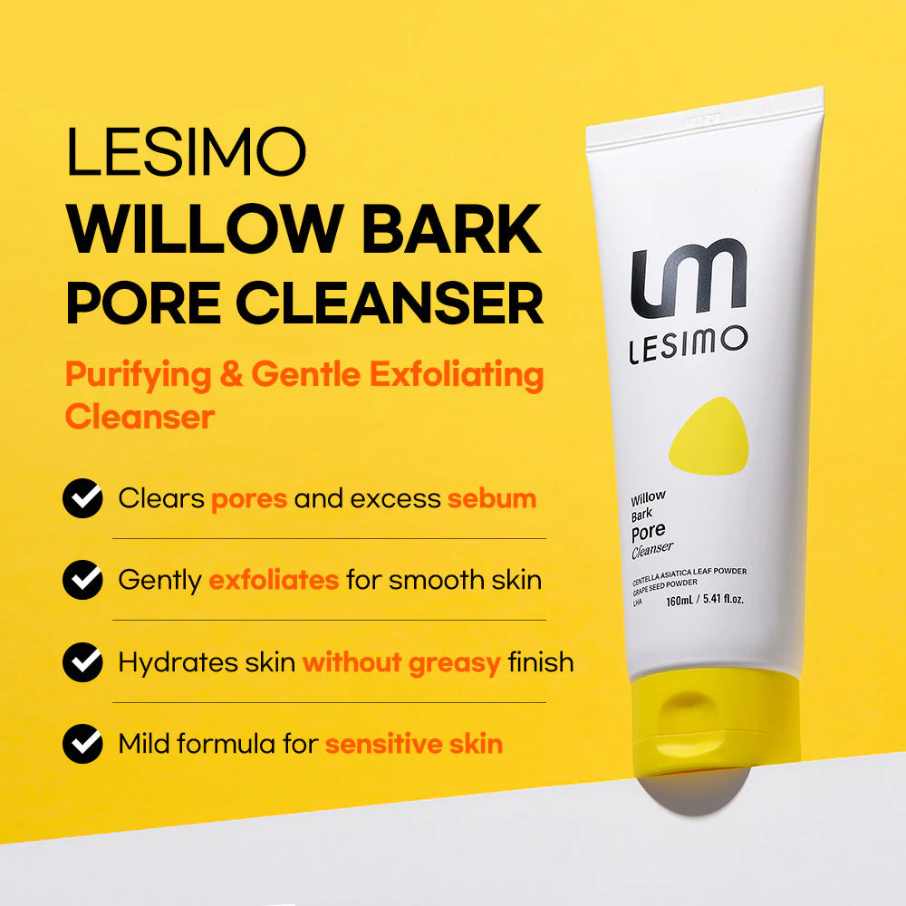 Lesimo Willow Bark Pore Cleanser - Gentle Exfoliation - Oil Control 160ml